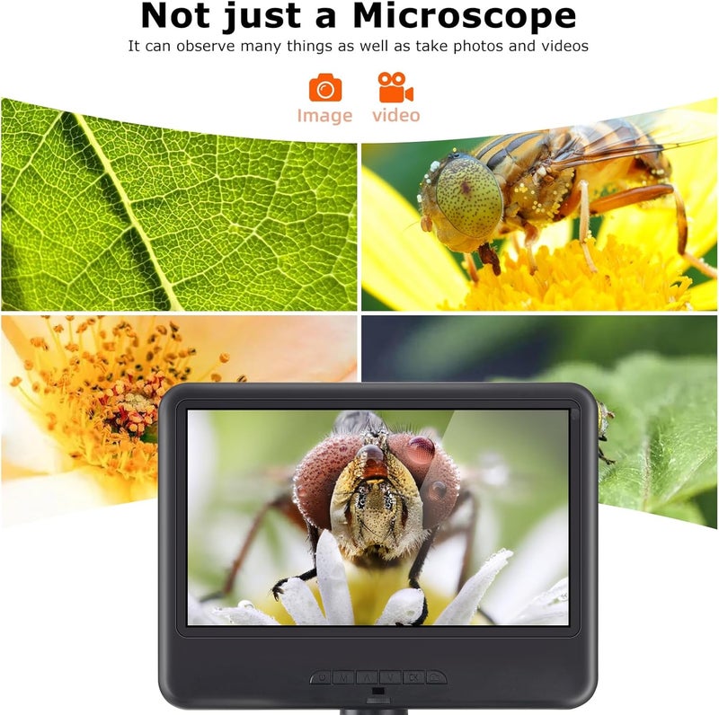 Koolertron 10.1" IPS LCD Digital Microscope with 8 LED + 2 Fill Lights, 32GB TF Card, Remote Control & Adjustable Metal Stand - for Coin, Plant, Insect, Skin Inspection - Image 3